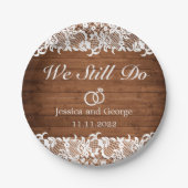 Assiettes En Carton Anniversaire du Mariage de dentelle rustique et bo (Devant)