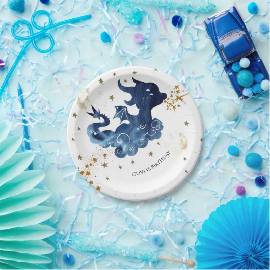 Assiettes En Carton Anniversaire du mignon Dragon (Fête)