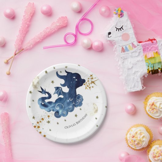 Assiettes En Carton Anniversaire du mignon Dragon (Fête)