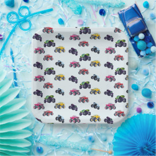 Assiettes En Carton Anniversaire du Monster Truck Moderne