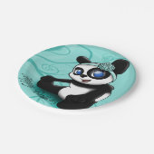 Assiettes En Carton Anniversaire du Panda Turquoise (Angle)