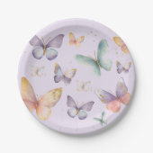 Assiettes En Carton Anniversaire du papillon pourpre (Devant)