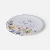 Assiettes En Carton Anniversaire du papillon pourpre (Angle)