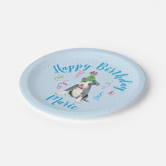 Assiettes En Carton Anniversaire du Pit Bull Terrier (Angle)