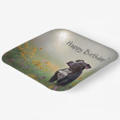 Assiettes En Carton Anniversaire du Pitbull noir (Angulaire)