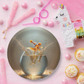 Assiettes En Carton Anniversaire du poisson d'or sauter hors de la pêc (Fête)