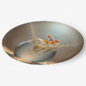Assiettes En Carton Anniversaire du poisson d'or sauter hors de la pêc (Angle)
