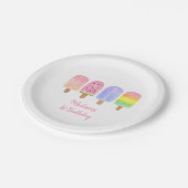 Assiettes En Carton Anniversaire du Popsicle arc-en-ciel moderne (Angle)