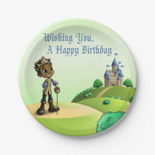 Assiettes En Carton Anniversaire du prince afro-américain