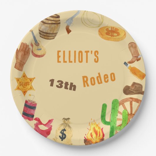 Assiettes En Carton Anniversaire du rodéo occidental (Devant)