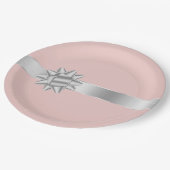 Assiettes En Carton Anniversaire du ruban d'argent blanc (Angle)