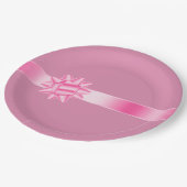 Assiettes En Carton Anniversaire du ruban rose (Angle)
