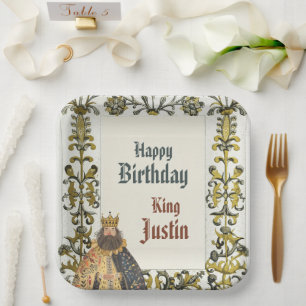 Assiettes En Carton Anniversaire du Seigneur Médiéval du Château Roi 