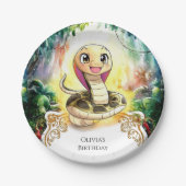 Assiettes En Carton Anniversaire du serpent Boho Kids (Devant)