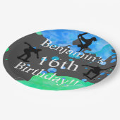 Assiettes En Carton Anniversaire du skateboard (Angle)
