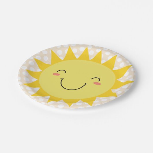Assiettes En Carton Anniversaire du soleil souriant (Angle)