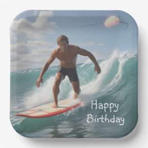 Assiettes En Carton Anniversaire du surf