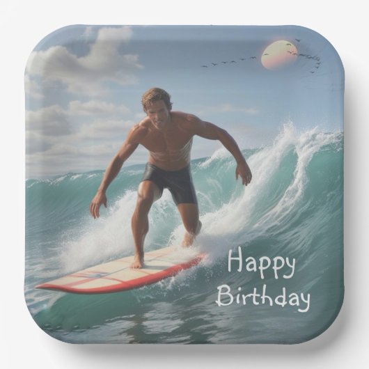 Assiettes En Carton Anniversaire du surf (Recto)
