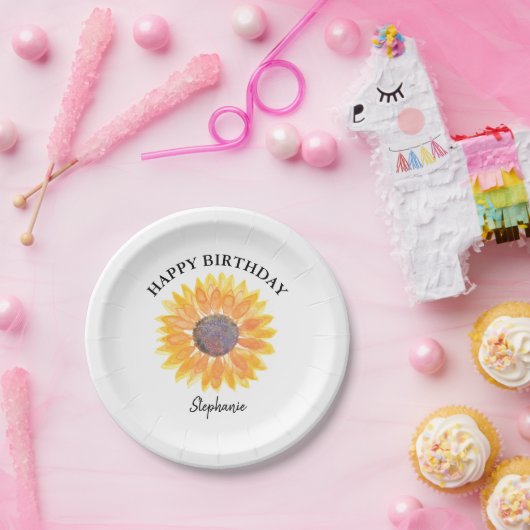 Assiettes En Carton Anniversaire du tournesol (Fête)