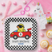 Assiettes En Carton Anniversaire Duck race car rouge garçon nom (Fête)