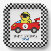 Assiettes En Carton Anniversaire Duck race car rouge garçon nom (Recto)