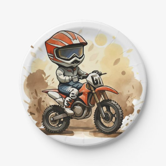 Assiettes En Carton Anniversaire d'une moto tout terrain (Devant)