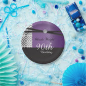 Assiettes En Carton Anniversaire élégant de l'Améthyste mauve et noir (Fête)