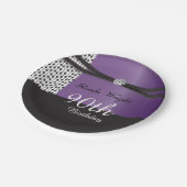 Assiettes En Carton Anniversaire élégant de l'Améthyste mauve et noir (Angle)