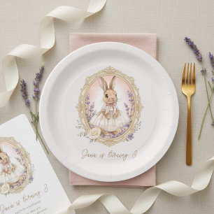 Assiettes En Carton Anniversaire élégant de lapin à l'aquarelle
