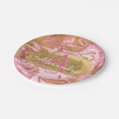 Assiettes En Carton Anniversaire élégant en marbre rose et or (Angle)