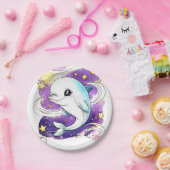 Assiettes En Carton Anniversaire enchanté des dauphins Pastel (Fête)