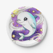 Assiettes En Carton Anniversaire enchanté des dauphins Pastel (Devant)