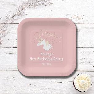 Assiettes En Carton Anniversaire Enfant Licorne Magique Rose Moderne