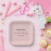 Assiettes En Carton Anniversaire Fête Blush Pink Nom mignon (Fête)