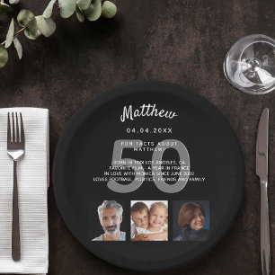 Assiettes En Carton Anniversaire fête photo fun faits noir blanc