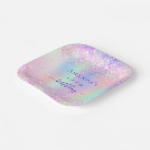 Assiettes En Carton Anniversaire fête rose violet holographique (Angulaire)