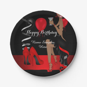 Assiettes En Carton Anniversaire Fête Rouge Noir Chaussure Haut talons