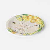 Assiettes En Carton Anniversaire fêter abeilles miel fleurs jaunes (Angle)