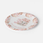 Assiettes En Carton Anniversaire Fille mignonne Eléphant Ballons roses (Angle)