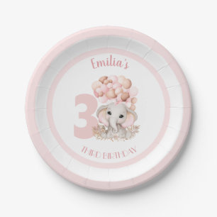 Assiettes En Carton Anniversaire Fille mignonne Eléphant Plaques en pa