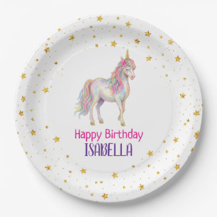 Assiettes En Carton Anniversaire Filles Licorne Paillettes
