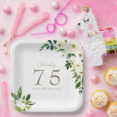 Assiettes En Carton Anniversaire Floral Blanc (Fête)