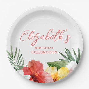Assiettes En Carton Anniversaire Floral Hawaïen