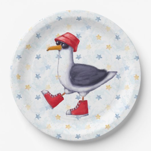 Assiettes En Carton Anniversaire Fun Jote Seagull Bird (Devant)