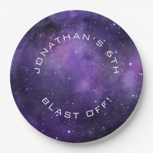 Assiettes En Carton Anniversaire Galaxie Espace Violet Fête Planét