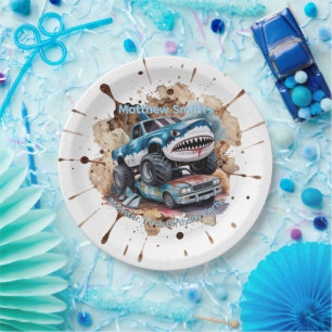 Assiettes En Carton Anniversaire Garçon Monster Truck Requin