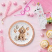 Assiettes En Carton Anniversaire Goldendoodle Chien Anniversaire Gâtea (Fête)