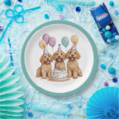 Assiettes En Carton Anniversaire Goldendoodle Chiens Anniversaire Gâte (Fête)