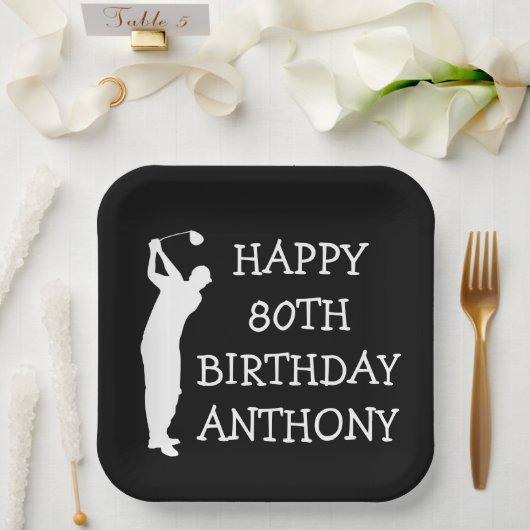 Assiettes En Carton Anniversaire Golfer Funny 80e heureux papa Par (Mariage)