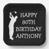 Assiettes En Carton Anniversaire Golfer Funny 80e heureux papa Par (Recto)